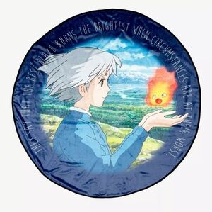 Rare! VTG Studio Ghibli Howl's Moving Castle Sophie and Calcifer Round Throw 54"